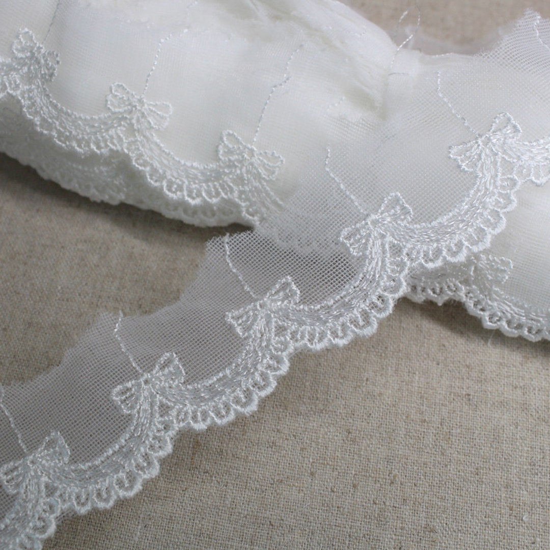 14yds Broderie Anglaise Mesh Tulle Lace Trim 1.23cm Yh959a Laceking2013 ...