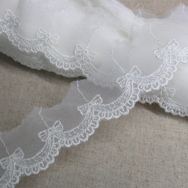 14Yds Broderie Anglaise mesh tulle lace trim 1.2"(3cm) YH959a laceking2013
