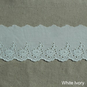 Premium Quality 14Yds Broderie Anglaise cotton eyelet lace trim 2.87 cm YH1553 laceking2013 made in Korea White Ivory