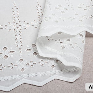 Premium Quality 1y Embroidery scalloped cotton eyelet lace White-Ivory 12" (30cm) sh9 laceking2013 made in Korea