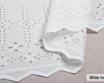 Premium Quality 1y Embroidery scalloped cotton eyelet lace White-Ivory 12" (30cm) sh9 laceking2013 made in Korea