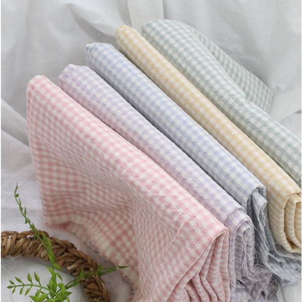 Premium Quality Cotton fabric by the yard Yarn Dyed Check Fabric 63" Wide Cozy Bio Washing Full Of Emotion Laceking made in Korea