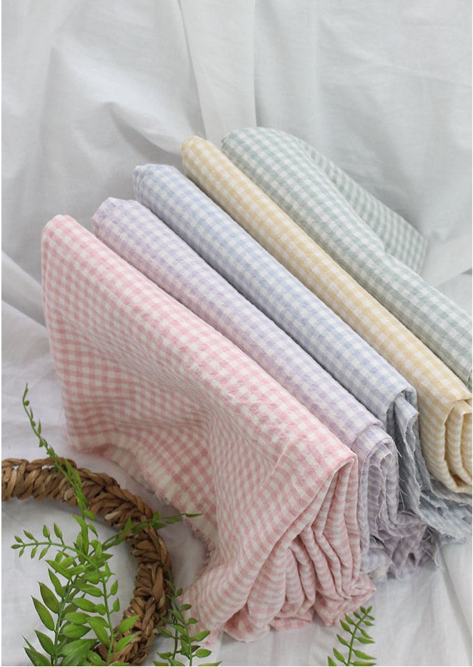 Premium Quality Cotton fabric by the yard Yarn Dyed Check Fabric 63" Wide Cozy Organic Washing Full Of Emotion Laceking made in Korea
