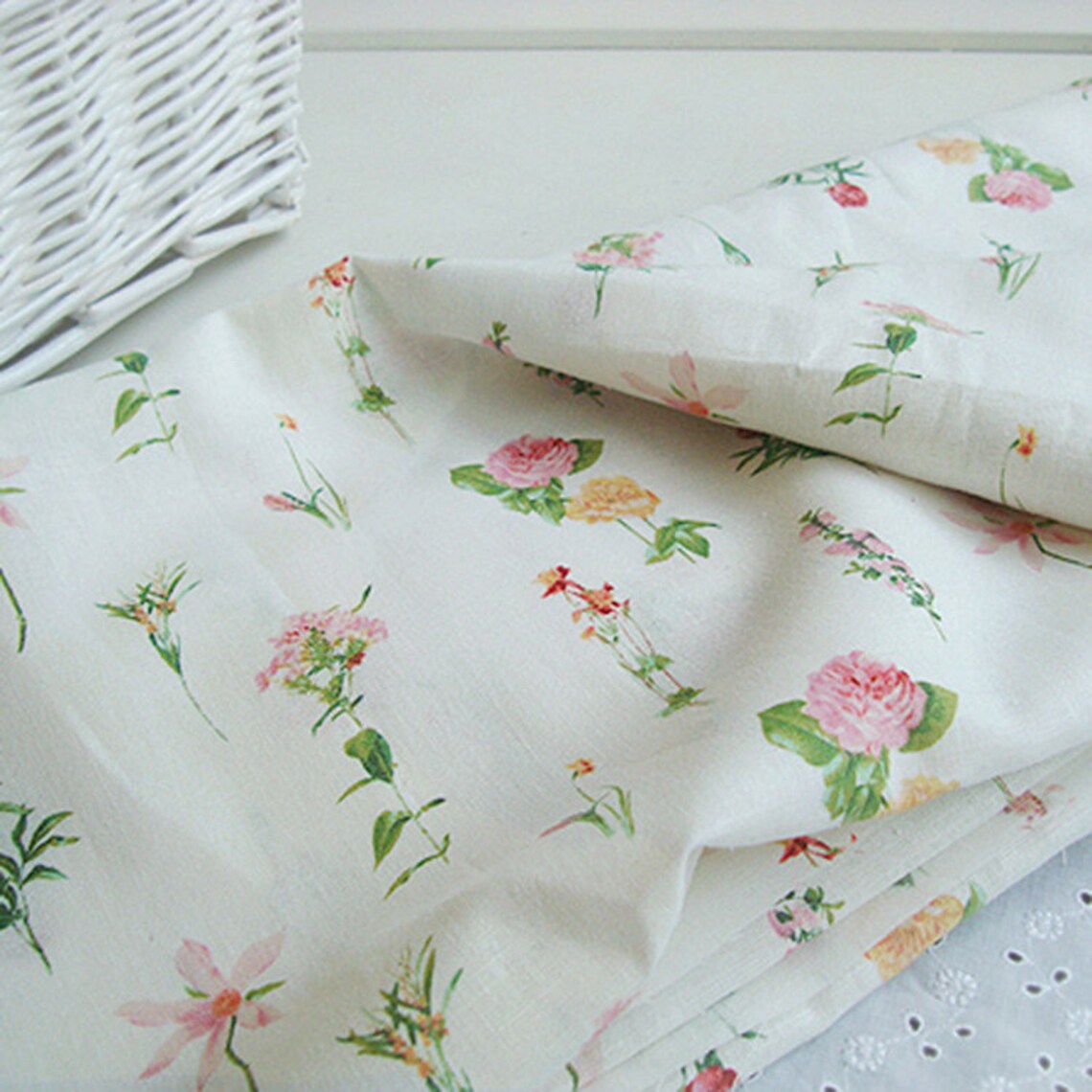 Linen Fabric herbsNatural by the yards 44Cozy highend Etsy