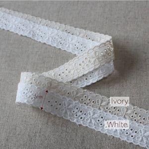 Premium Quality 14Yds Broderie Anglaise cotton eyelet lace trim 0.8&quot;(2cm) YH1160 laceking2013 made in Korea