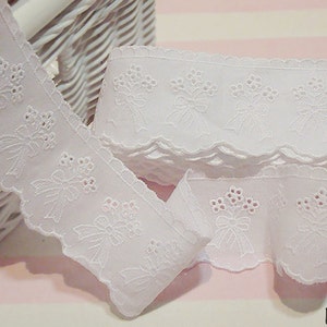 Premium Quality 14Yds Broderie Anglaise eyelet cotton lace trim 1.8" white YH943 laceking2013 made in Korea