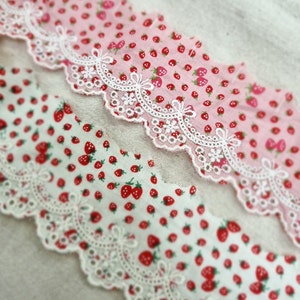 Premium Quality Broderie Anglaise Strawberry Asa fabric Pleated Cotton eyelet lace trim By the Yard 1.2 YH877c laceking2013 made in Korea image 4