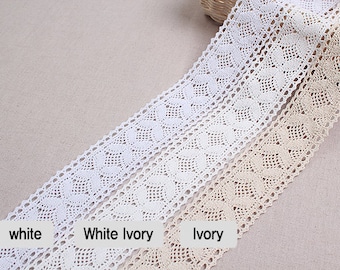 1yds Broderie Anglaise vintge wedding ribbon cotton lace Crochet Trim 2"(5cm) YH024 laceking2013