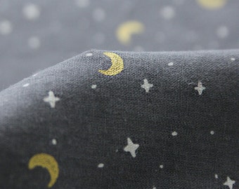 Moon and Star Cotton Fabric by the Yard, Celestial Night Sky Print, 44" Wide, Made in Korea laceking2013