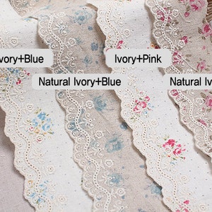 1yard Broderie Anglaise Embroidery scalloped flower linen eyelet lace trim 6cm (2.4") YH1063a laceking2013 made in Korea