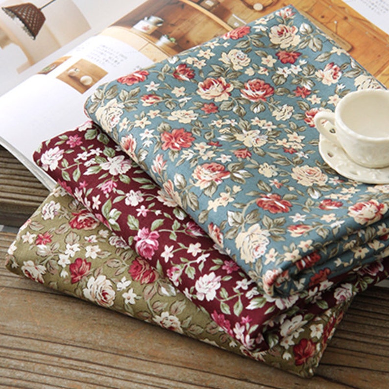 Cotton Fabric Flower Pattern Joanna by the Yards 44 Cozy | Etsy