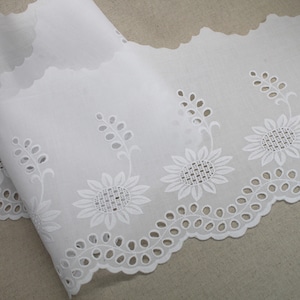 Premium Quality 1Y Broderie Anglaise cotton eyelet lace trim 8.3"(21cm) white YH558s laceking made in Korea