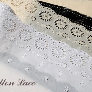 Premium Quality Embroidery Broderie Anglaise Eyelet Lace Trim by The Yard White, Ivory, Pink  YH1411 wide 20cm (7.9") made in Korea