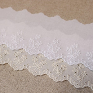 Premium Quality 14Yds Broderie Anglaise cotton eyelet lace trim 3"(7cm) YH1548 laceking2013 made in Korea