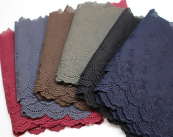 Premium Quality 1Yds Broderie Anglaise Eyelet cotton lace trim 4.5&quot;(11.5cm) YH1162 New Burgundy Color Added made in Korea