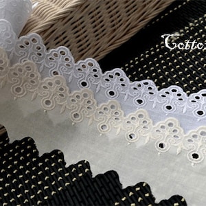 Premium Quality 14Yds Embroidery scalloped cotton eyelet lace trim 2.4"(6cm) YH1517 laceking2013 made in Korea