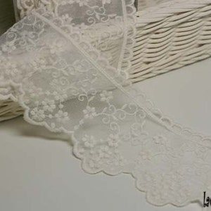 Premium Quality 14yard Broderie Anglaise Mesh net Eyelet lace trim 2.7"(7cm) ivory YH1333 laceking2013 made in Korea
