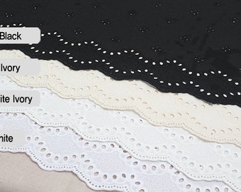 1yard Broderie Anglaise cotton eyelet lace trim 11.4"-(29cm) YH1503 laceking2013