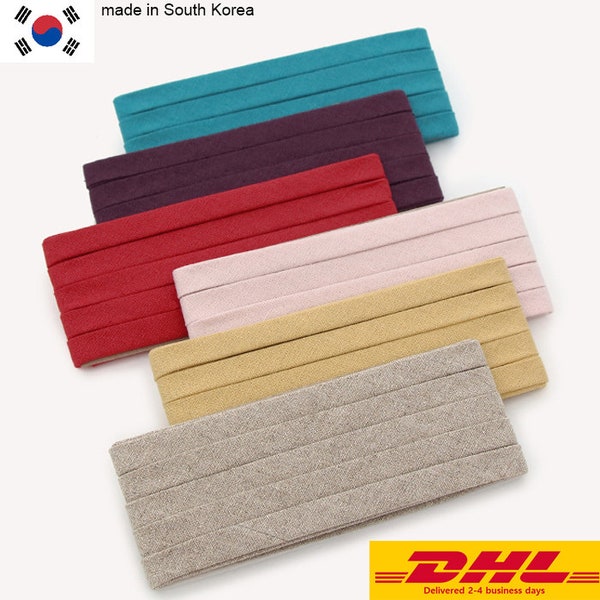 Premium Quality 3yds Bias Tape Natural Cotton Linen trim 10mm Solid mask bias colour double fold laceking2013 made in Korea