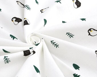 Tecido de algodão premium com estampa de pinguins, vendido por metro, 112 cm de largura (44"), fabricado na Coreia.