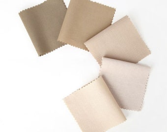 Greige Taupe Combed Cotton Fabric by the Yard, 5 Neutral Solid Colors, 44 Inch Wide Korean Fabric for Quilting and Sewing