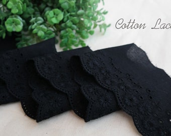 Premium Quality 14YDS Broderie Anglaise cotton eyelet lace trim 2.4"(6 cm) Black YH865 laceking2013 made in Korea