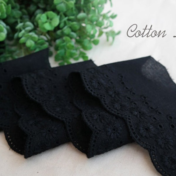 Premium Quality 14YDS Broderie Anglaise cotton eyelet lace trim 2.4"(6 cm) Black YH865 laceking2013 made in Korea