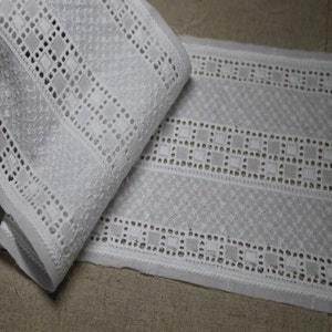 Premium Quality 1yard Broderie vintage eyelet cotton lace trim 5.3"(13.5cm) White sh21 laceking made in Korea