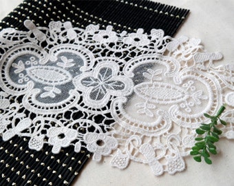 1pcs Embroidery Broderie Anglaise Lace Doilies motif Ivory yh m3 Size 28cm*13cm(11"*5") laceking