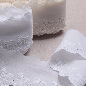 Premium Quality Broderie Anglaise Cotton Eyelet Lace Trim by the Yard Ribbon Embroidery 2.4" (6cm) YH1450 laceking2013 made in Korea