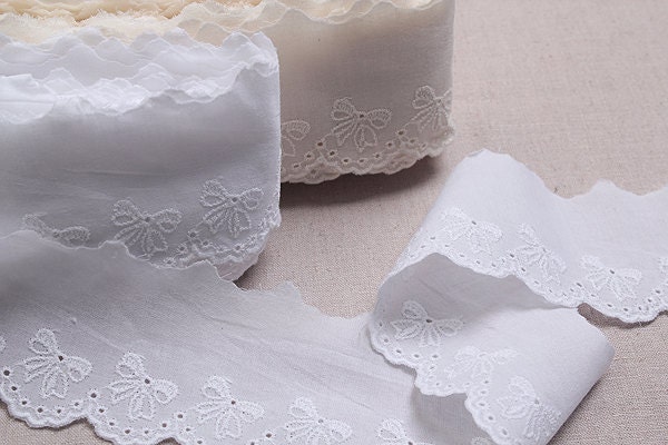 Premium Quality Broderie Anglaise Cotton Eyelet Lace Trim by the Yard Ribbon Embroidery 2.4" (6cm) YH1450 laceking2013 made in Korea