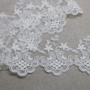 Premium Quality 1yds Broderie Anglaise Tulle Eyelet Lace Trim yh1180 wide 8.5cm Ivory laceking made in Korea