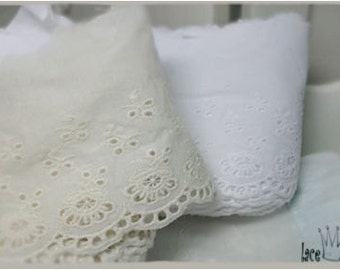 Premium Quality Broderie Anglaise Eyelet Cotton Lace trim by the Yard 3.9"(10cm) YH1385 laceking2013 made in Korea