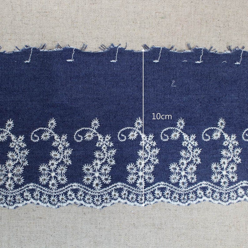 14yards Embroidery Broderie Anglaise Eyelet Denim Blue Lace Etsy
