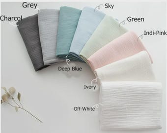 Premium Quality organic washing Crinkle Double Gauze Fabric by Yard 60" Wide 100% Organic Muslin Cotton Lightweight Double Gauze Fabric