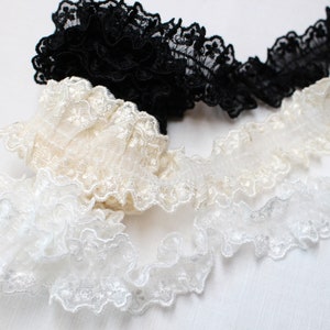 Premium Quality 1yds Broderie Anglaise gathered eyelet lace trim 1.4 white YH759 laceking2013 made in Korea image 3