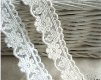 14Yds Embroidery scalloped mesh Ribbon eyelet lace trim 0.8"(2cm) YH1442 laceking2013