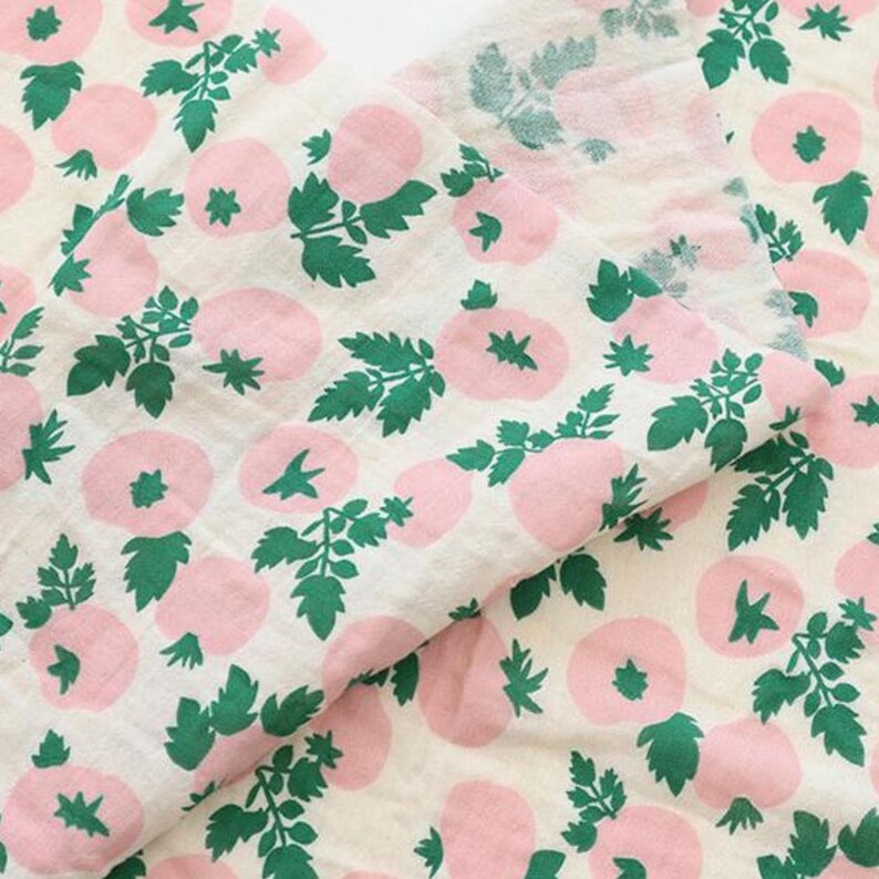 Tomato Print Cotton Double Gauze Fabric by the Yard, 59 Inches Wide image 5