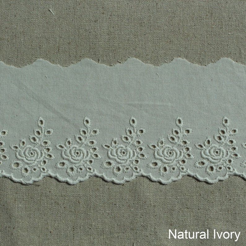Premium Quality 14Yds Broderie Anglaise cotton eyelet lace trim 2.87 cm YH1553 laceking2013 made in Korea Natural Ivory