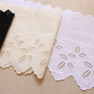 Premium Quality 1y Broderie anglaise scallop edge cotton lace trim-6.7"(17cm) yh1279 laceking2013 made in Korea