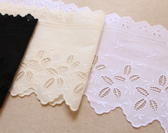 Premium Quality 1y Broderie anglaise scallop edge cotton lace trim-6.7"(17cm) yh1279 laceking2013 made in Korea