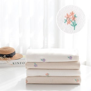 Premium Quality Cotton Fabric by the Yard embroidery Solid Washed Fabric 44" Wide CM iris flower Laceking made in Korea
