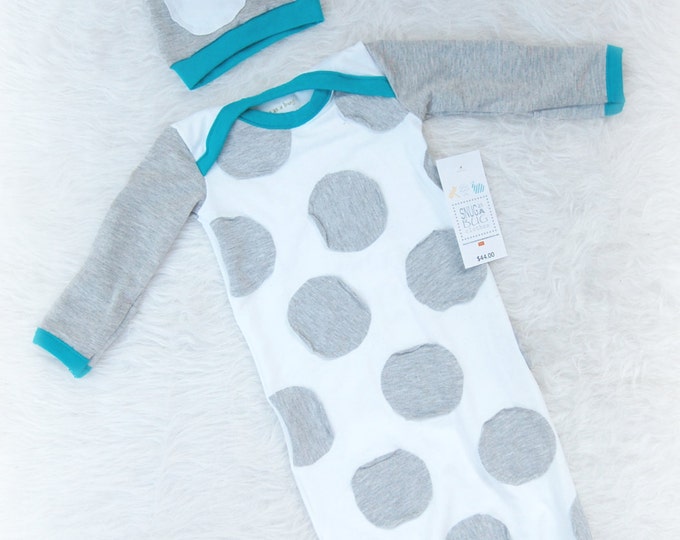 Unique Baby Boy Gown and Hat Infant Newborn Gift Set Gray and Etsy