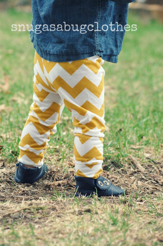Items similar to Mustard Chevron Baby Leggings Toddler Skinny Pants