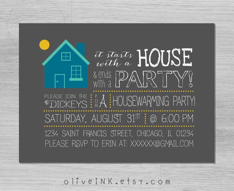 Retro house warming party invitation digital/printable | Etsy