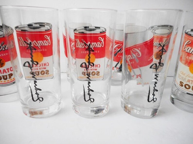 Andy Warhol Soup Can Glasses Vintage Drink Ware Tumblers & Water