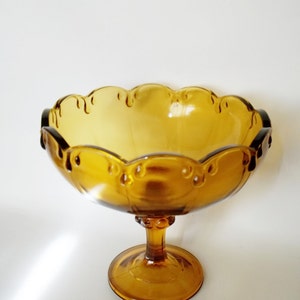 Honig Gold Bernstein Gelb Glas Kompott Obstschale Retro Candy Dish Indiana Glas