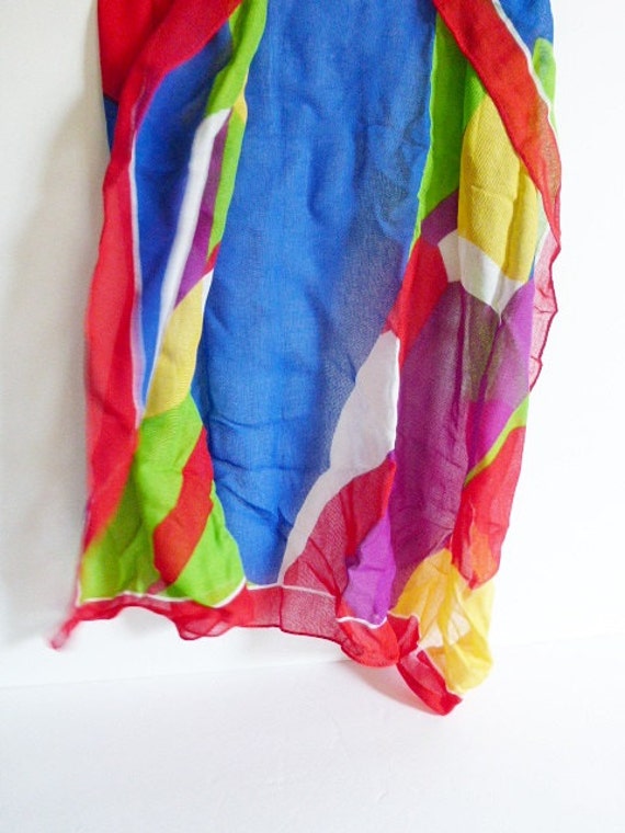Brightly Colored Cotton Scarf Geometric Triangles