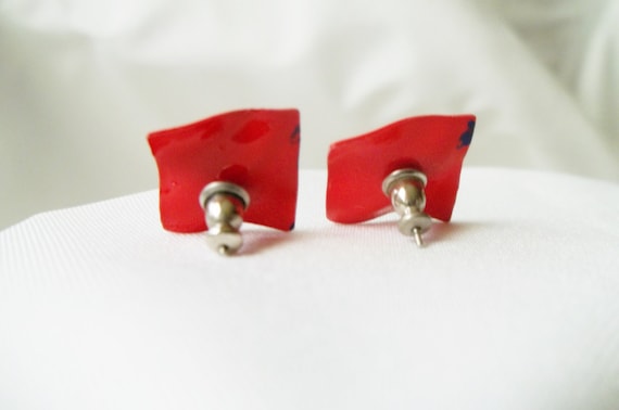 1980 Red and Purple Vintage Earrings. Minimalist … - image 3