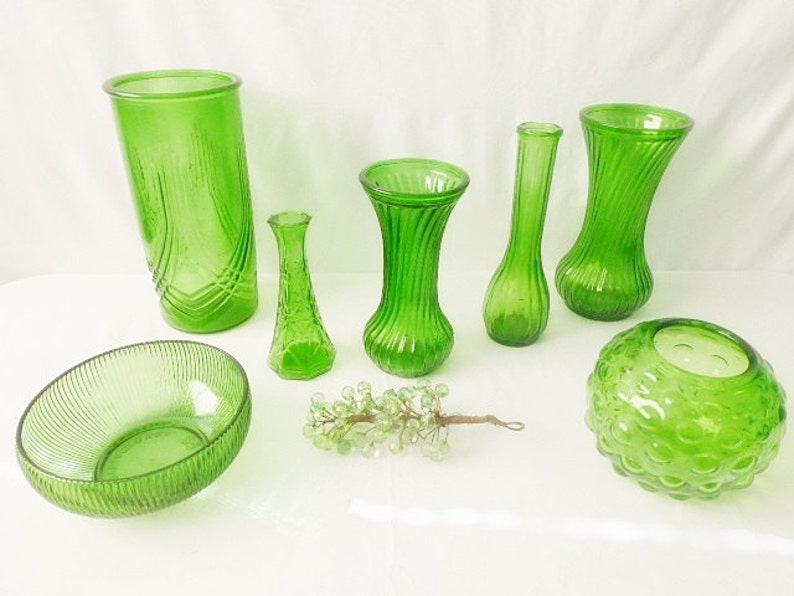 Instant Green Vase Collection Vintage Home Decor Set Of 7 Etsy